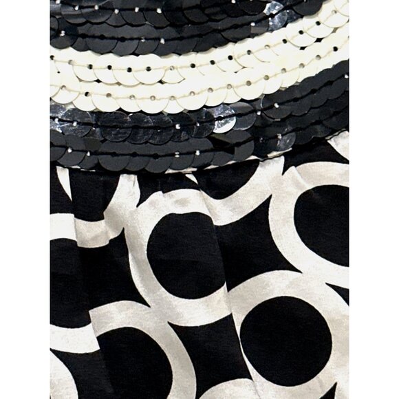 INC International Concepts 4P Silk Sequin Trim Halter Blouse Black White Circles - Picture 12 of 12